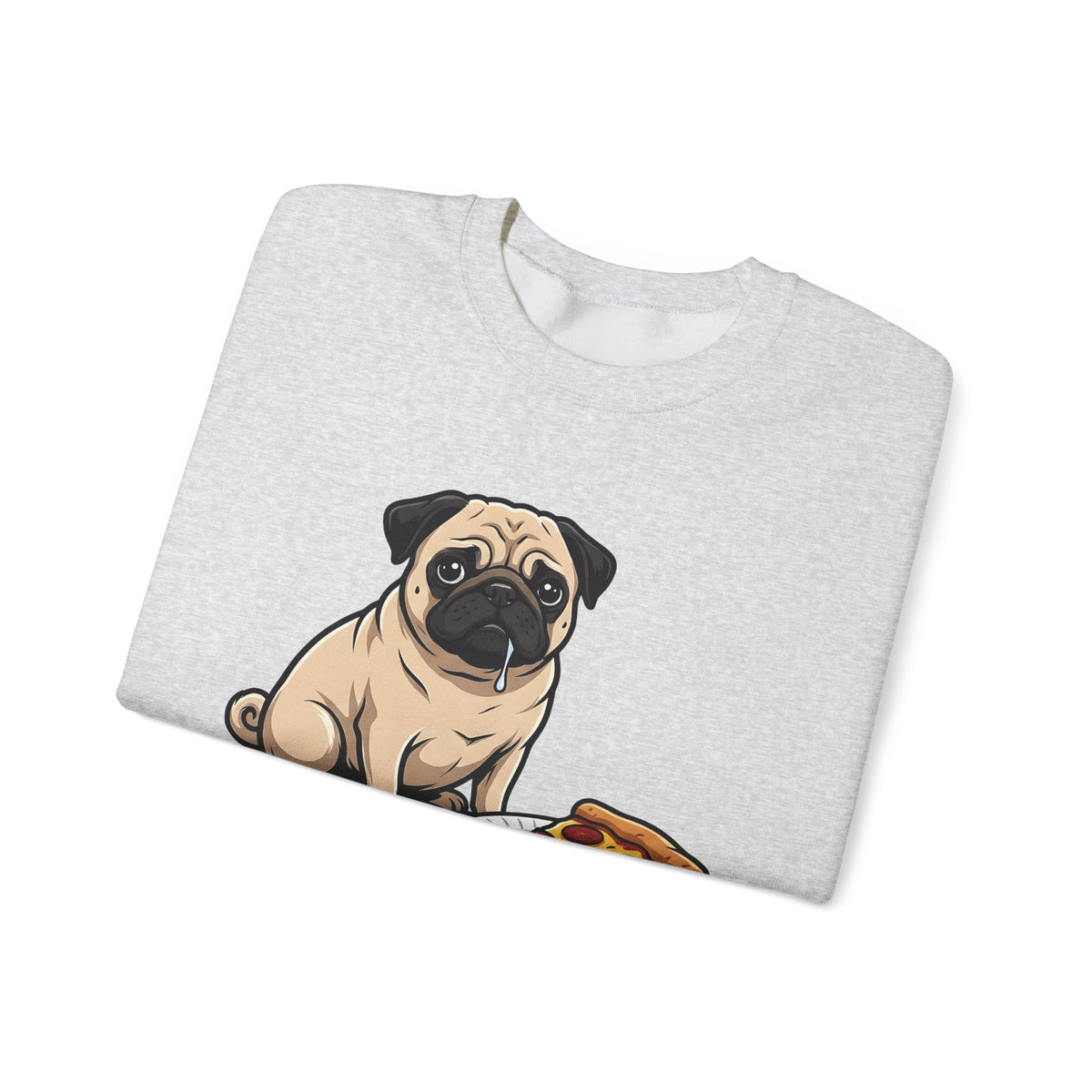Pug Dog Sweatshirt Dog Meals Gift Women Line Art Sweatshirt Pugs Sweatshirt Dog Fan Illustrated Design Food Graphic Sweatshirt Sketch Pizza Piece Sweatshirt