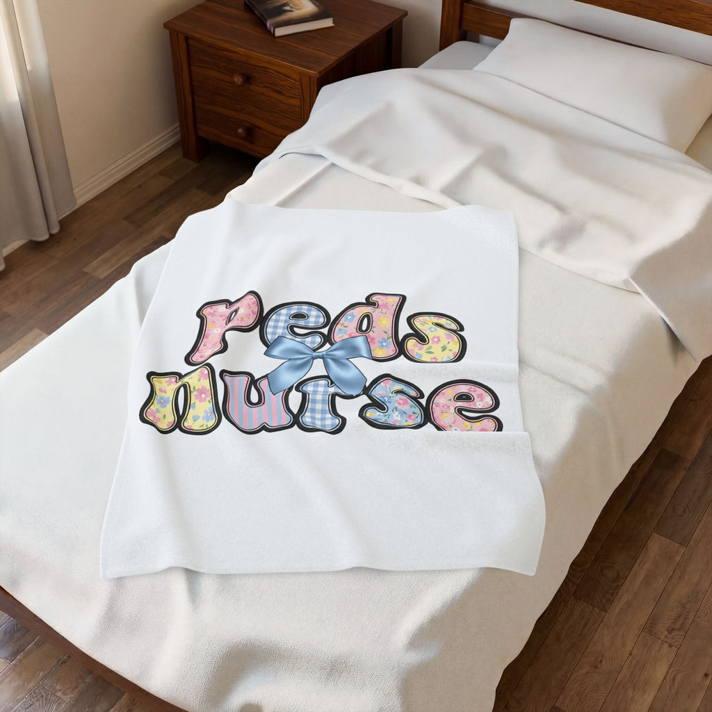 Pastel Fabric Typography Blanket Nurse Flower Gift Women Adorable Blanket Textile Blanket Nursing Enthusiast Typography Blanket Floral Graphic Old