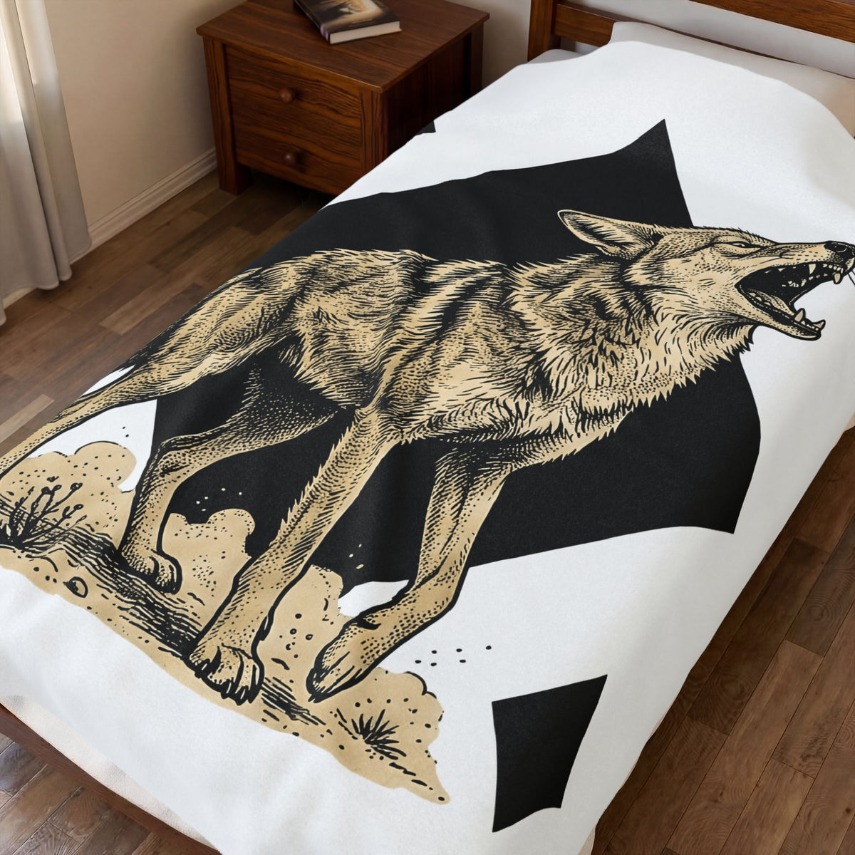 Howling Wolf Blanket Wolf Pets Gift Women Sketch Blanket Gray Wolf Blanket Wolf Fan Canine Graphic Blanket Hand Drawn Shape Blanket