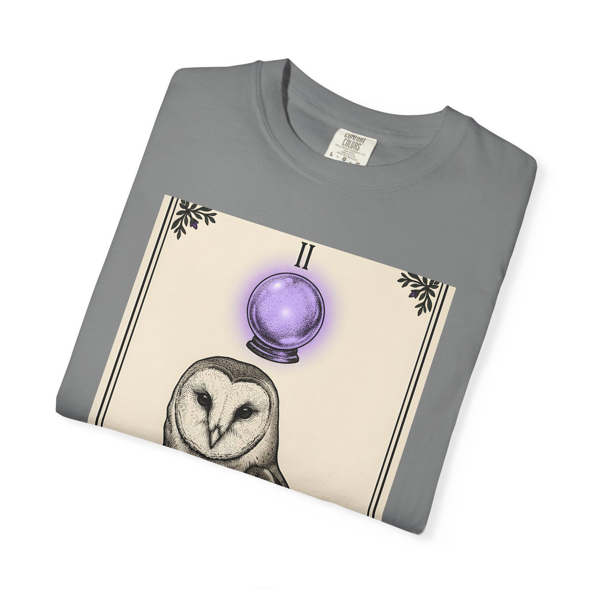 Barn Owl T-Shirt Boho Chic Magic Gift Women Oracle T-Shirt Owl T-Shirt Bohemian Fan Mystic T-Shirt Magical Graphic Hand Drawn Glass Sphere T-Shirt