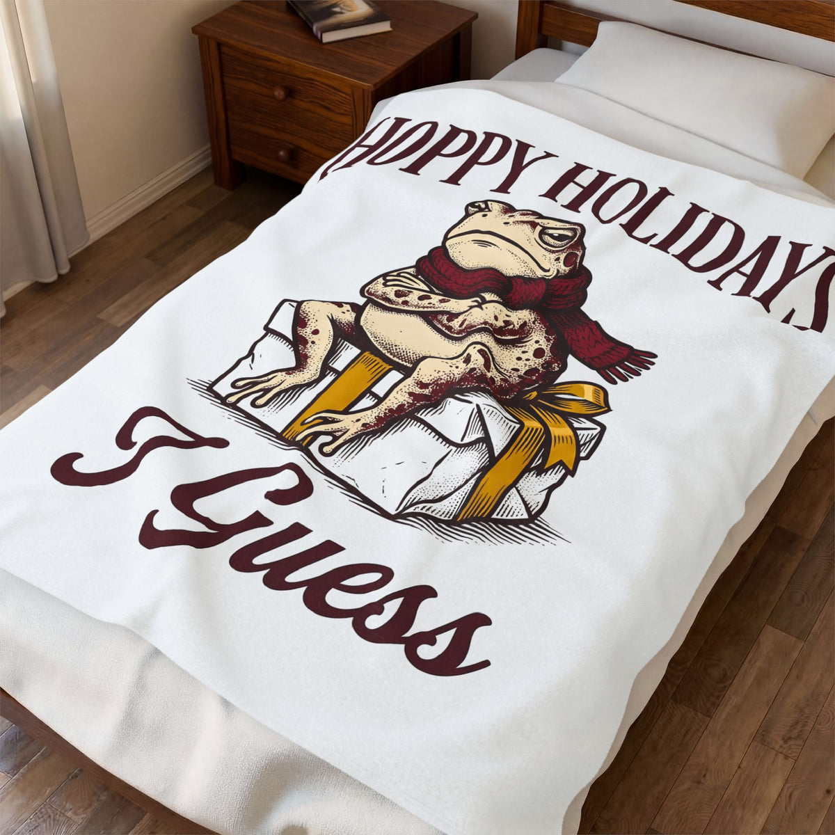 Frog Keepsake Blanket Christmas Critters Gift Women Traditional Blanket Toad Blanket Xmas Fan Hand Drawn Blanket Creature Graphic Outline Muffler