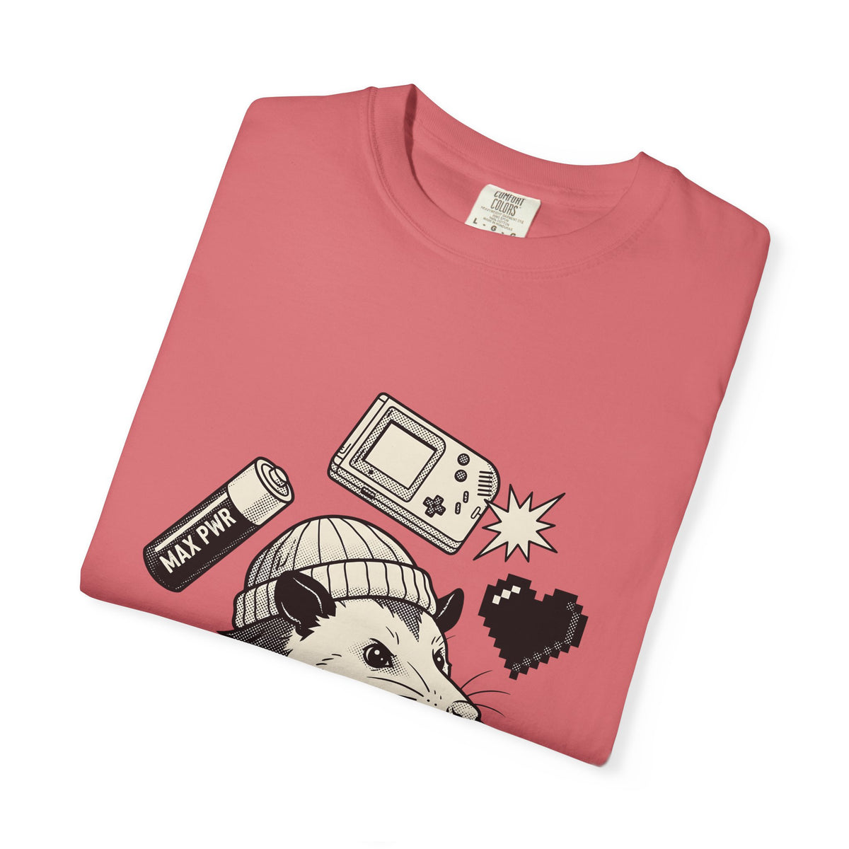 Possum Beanie T-Shirt Funny Gaming Gift Women Comic T-Shirt Opossum T-Shirt Humor Fan Cartoon T-Shirt Gamer Graphic Vintage Retro Game Console