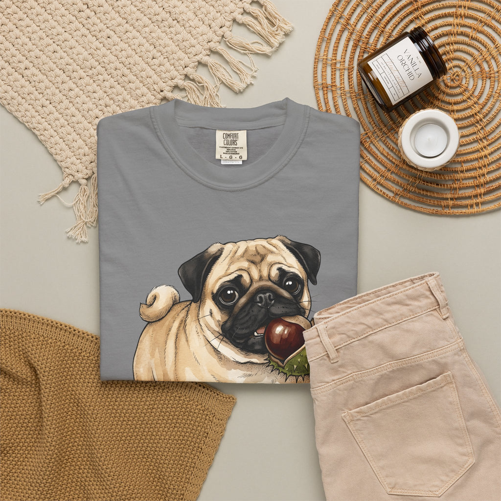 Pug Canine T-Shirt Dog Foliage Gift Women Acrylic T-Shirt Dog T-Shirt Dog Fan Painted T-Shirt Floral Graphic Line Art Warm Socks T-Shirt