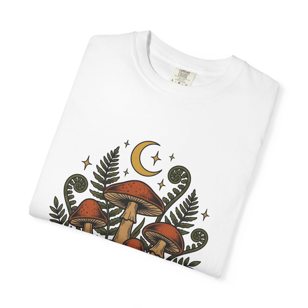 Mushroom Drawing T-Shirt Nature Garden Gift Women Hippie T-Shirt Fungus T-Shirt Outdoors Fan Psychedelic T-Shirt Yard Graphic Classic Frond T-Shirt