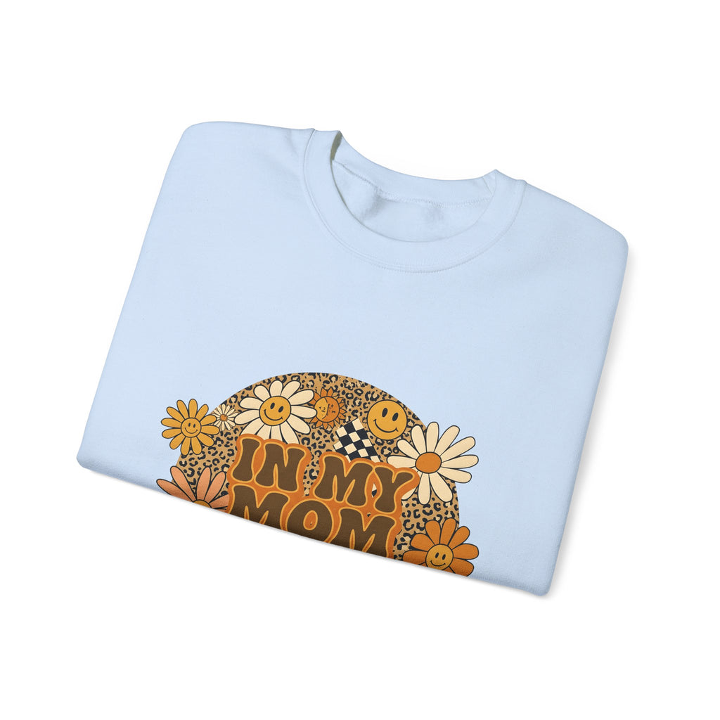 Smiley Flowers Sweatshirt Moms Aesthetic Gift Women Boho Sweatshirt Happy Face Sweatshirt Motherhood Enthusiast Hippie Sweatshirt Visual Design Retro Leopard