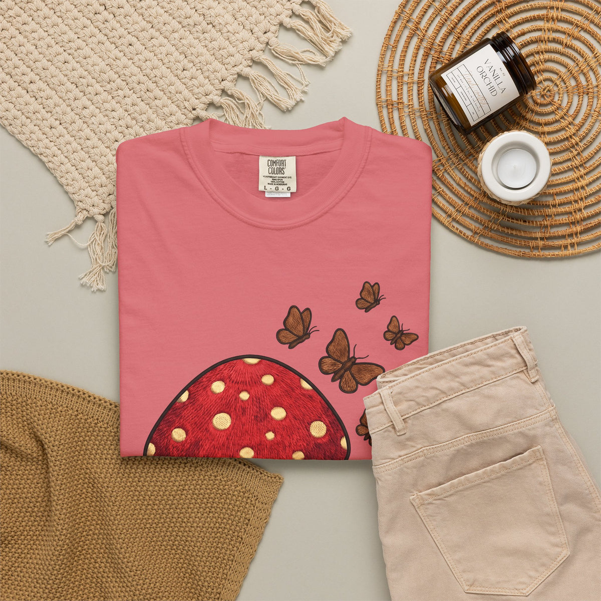 Shroom T-Shirt Boho Chic Environment Gift Women Applique T-Shirt Mushroom T-Shirt Hippie Fan Embroidered T-Shirt Eco Graphic Old-Fashioned