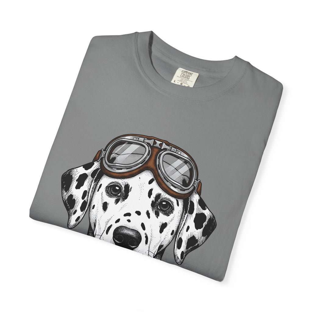Dalmatian Puppy T-Shirt Dog Pets Gift Women Line Art T-Shirt Puppy T-Shirt Dog Fan Dalmatian T-Shirt Animal Graphic Retro Pilot Goggles T-Shirt
