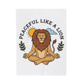 Meditating Lion Blanket Yoga Mindfulness Gift Women Cartoon Blanket Lioness Blanket Yoga Enthusiast Comic Blanket Meditation Graphic Minimalist Sun