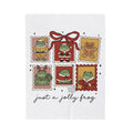 Frog Holiday Stamps Blanket Christmas Pets Gift Women Cute Blanket Toad Blanket Christmas Fan Kawaii Blanket Animal Graphic Vintage Festive Wreath