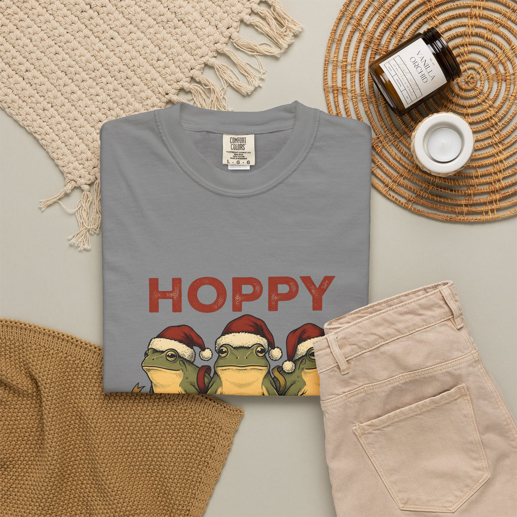 Frog Holiday Hats Christmas Wildlife Gift Cartoon Toad Xmas Fan Toad Animal Line Sash T-Shirt