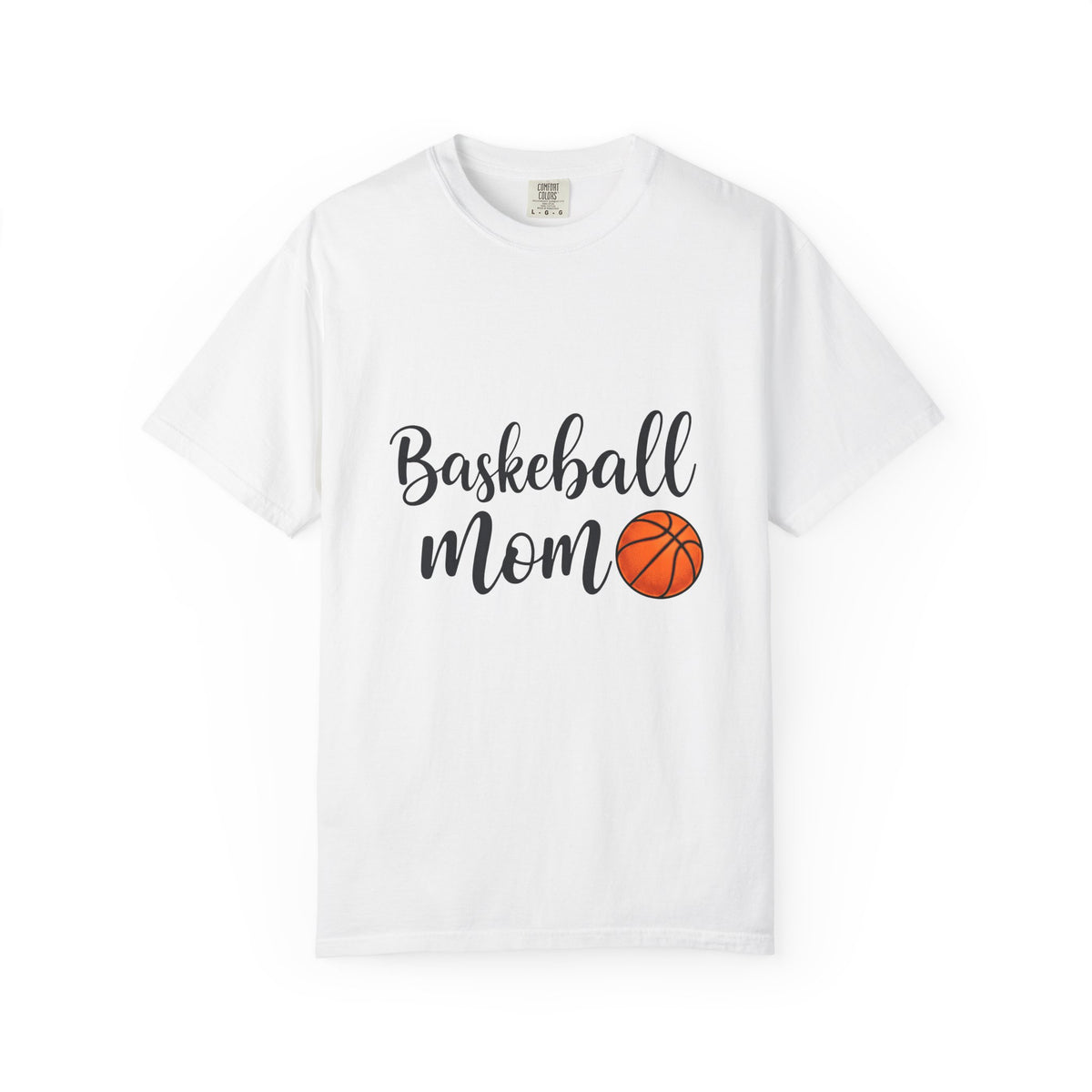 Basketball Graphic T-Shirt Moms Sports Gift Women Script T-Shirt Hoop T-Shirt Mom Fan Calligraphy T-Shirt Athlete Graphic Modern Sports Ball T-Shirt