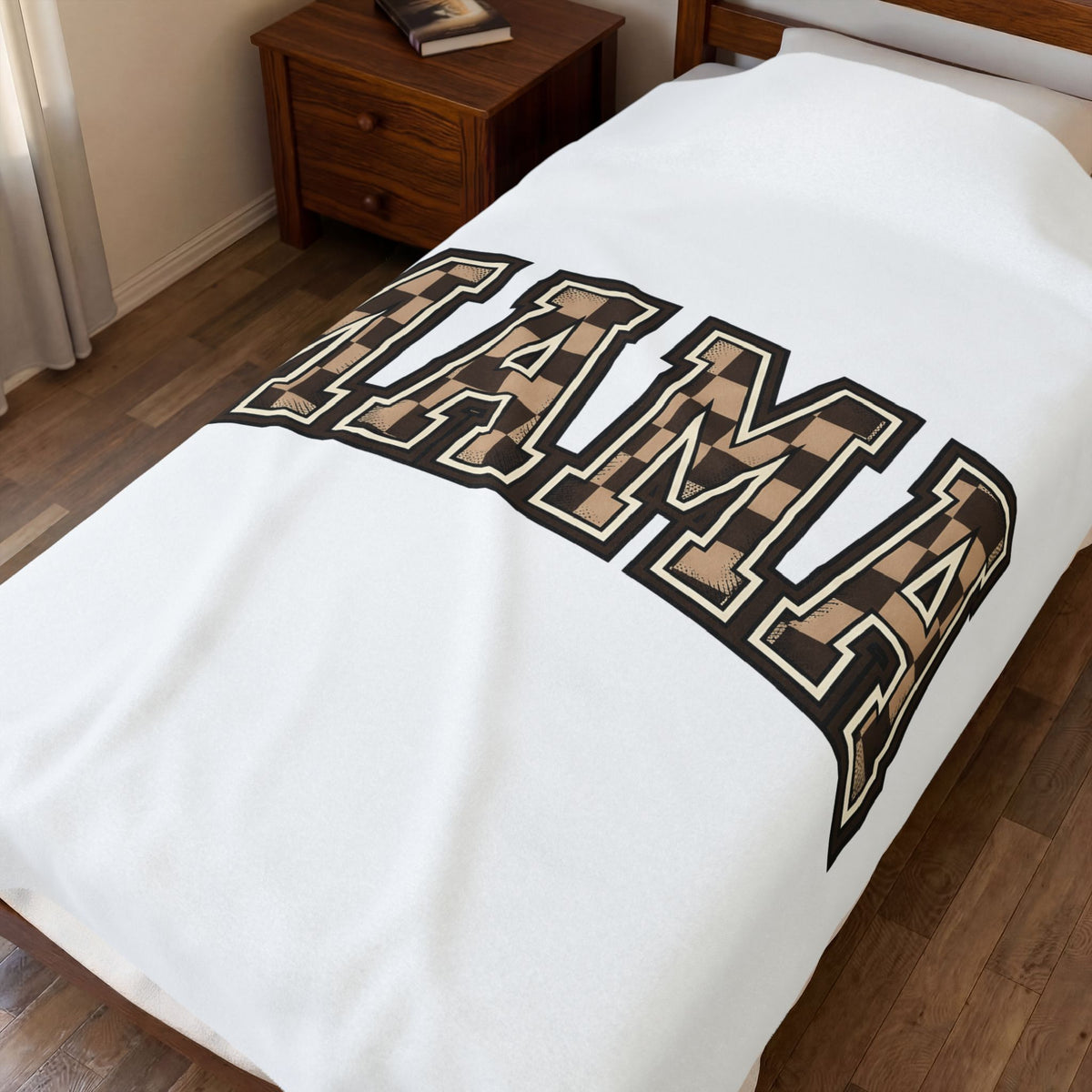 Checkered Varsity Letters Blanket Mama Baby Gift Women Powerful Blanket Varsity Jacket Blanket Mom Fan Bold Blanket Infant Graphic Old School Grid