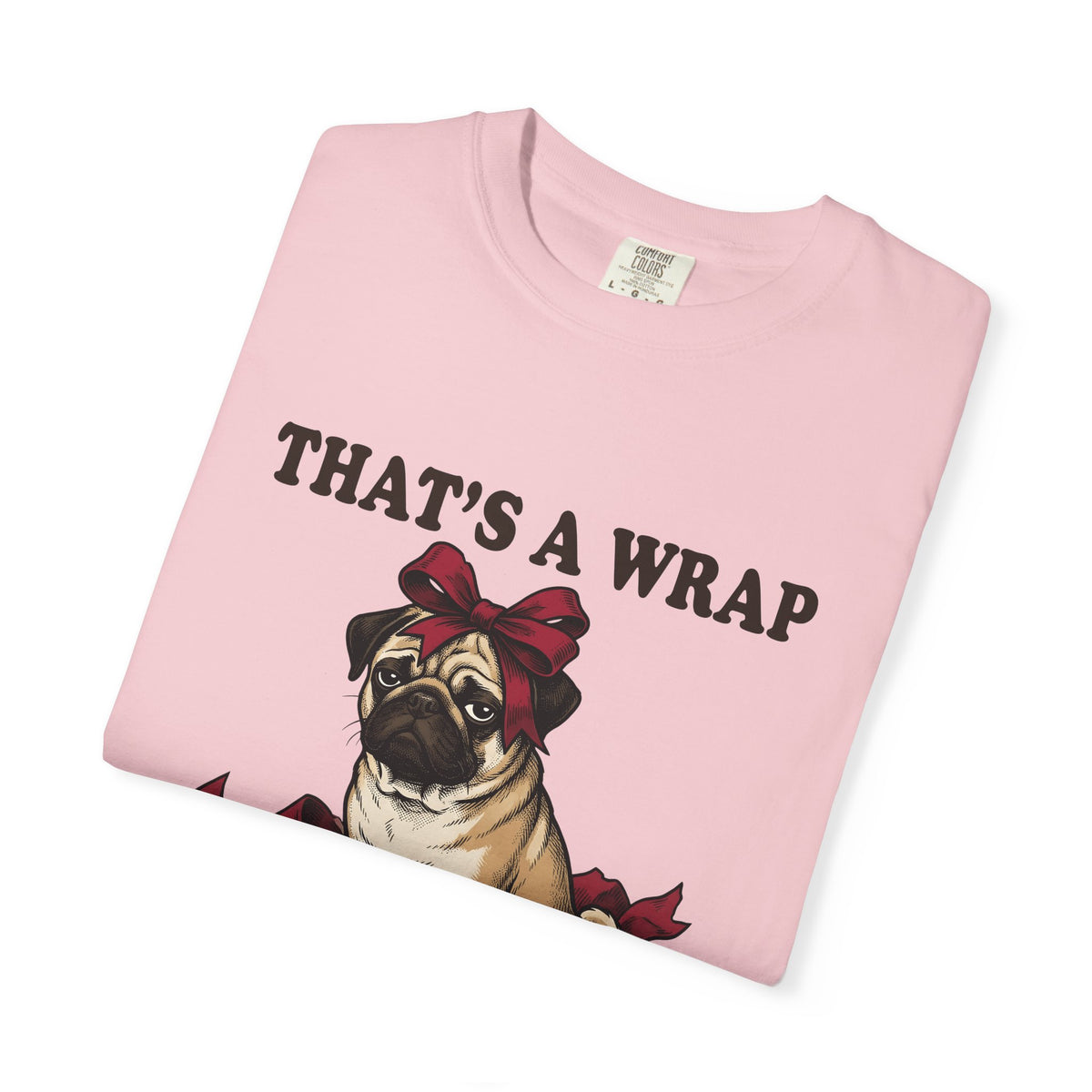 Pug Dog T-Shirt Christmas Pet Gift Women Vintage T-Shirt Puggle T-Shirt Xmas Fan Retro T-Shirt Animal Graphic Hand Drawn Gift Bow T-Shirt