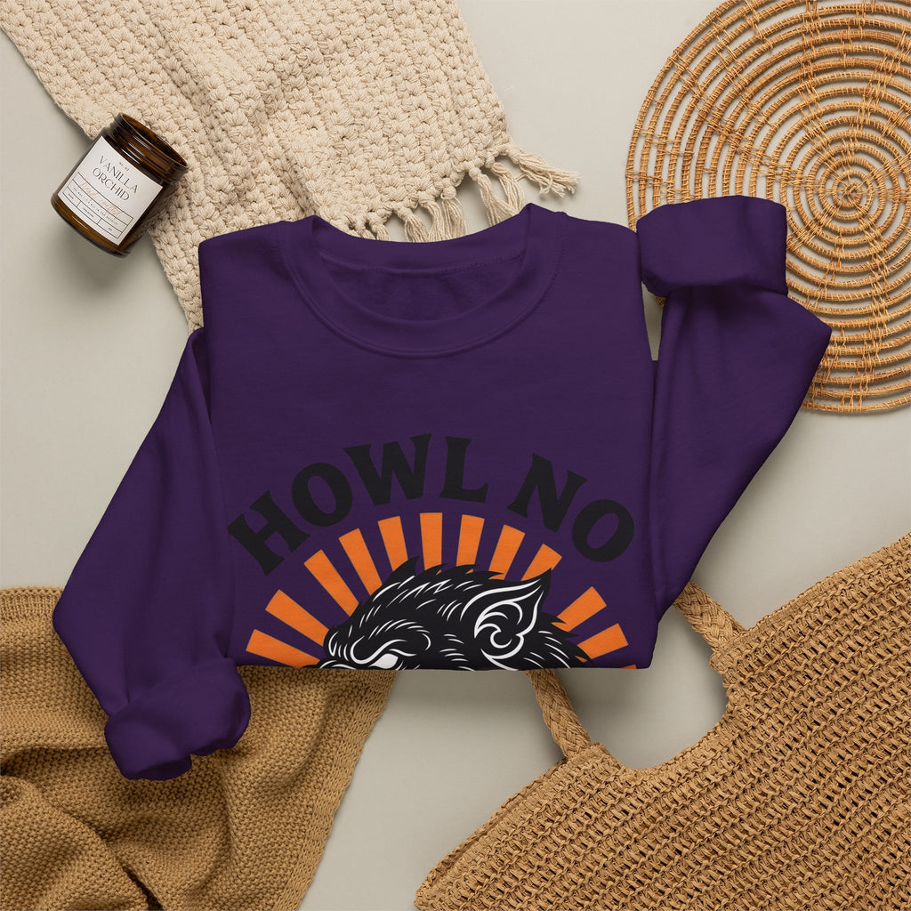 Wolf Face Halloween Scary Gift Werewolf Horror Fan Creepy Retro Sunburst Sweatshirt