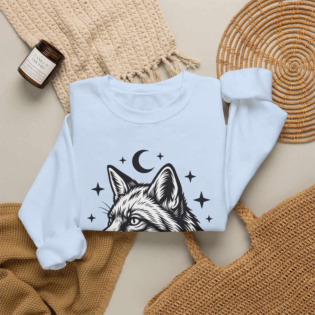 Wolf Portrait Sweatshirt Boho Chic Fauna Gift Women Sketch Sweatshirt Canine Sweatshirt Bohemian Fan Drawing Design Graphic Creature Illustration Graphic