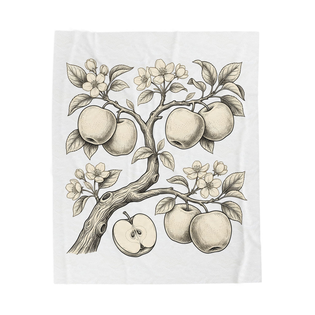 Apple Tree Blanket Cottagecore Nature Gift Women Botanical Blanket Apple Blanket Rustic Fan Floral Blanket Environmental Graphic Vintage Blossom