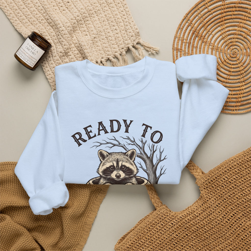Raccoon Pumpkin Sweatshirt Halloween Animal Gift Women Vintage Sweatshirt Gourd Sweatshirt Halloween Fan Retro Sweatshirt Wildlife Graphic Hand Drawn Spooky