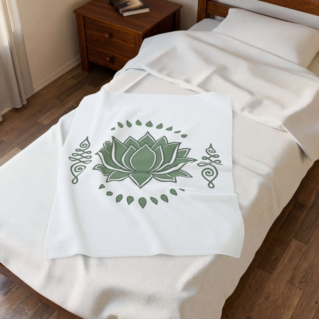 Lotus Blossom Blanket Boho Chic Meditation Gift Women Sketch Blanket Waterlily Blanket Hippie Enthusiast Drawing Design Simple Sacred Geometry