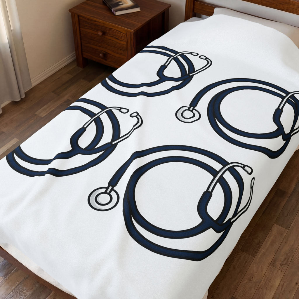 Stethoscope Print Blanket Nurses Medical Gift Women Simple Blanket Medical Device Blanket Nurse Practitioner Enthusiast Minimalist Blanket Clinical