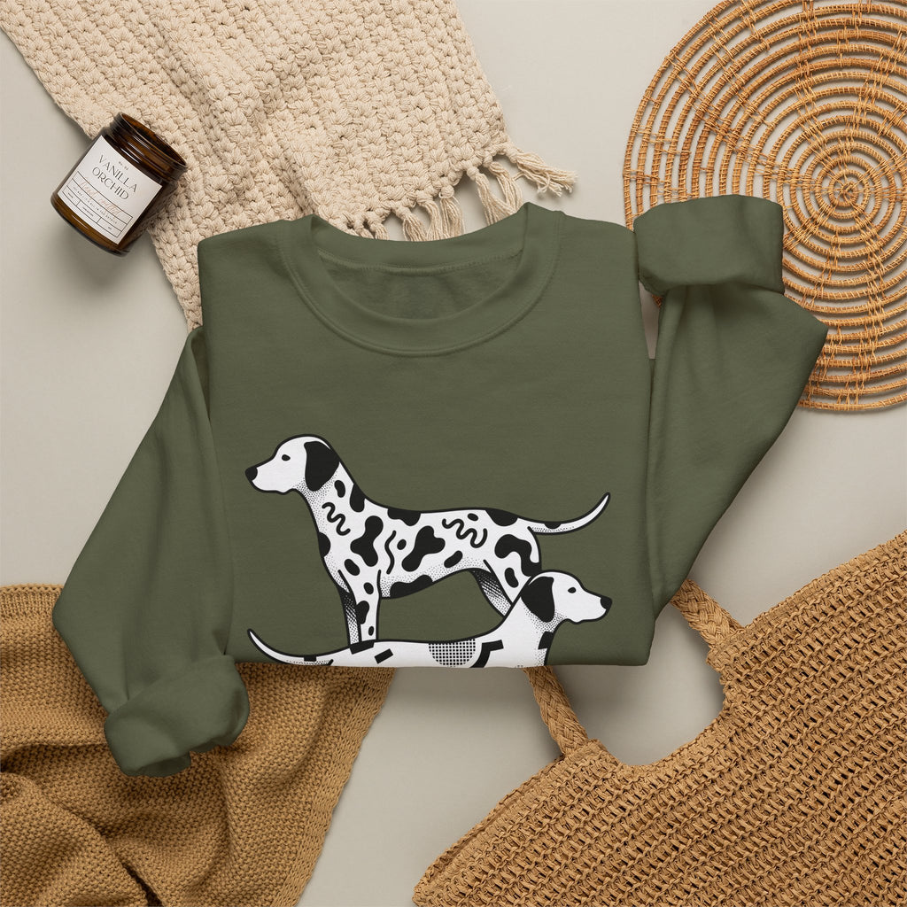 Dalmatian Sweatshirt Dog Fauna Gift Women Flat Sweatshirt Dalmatian Sweatshirt Dog Fan Graphic Design Illustration Sketch Spot Design Sweatshirt