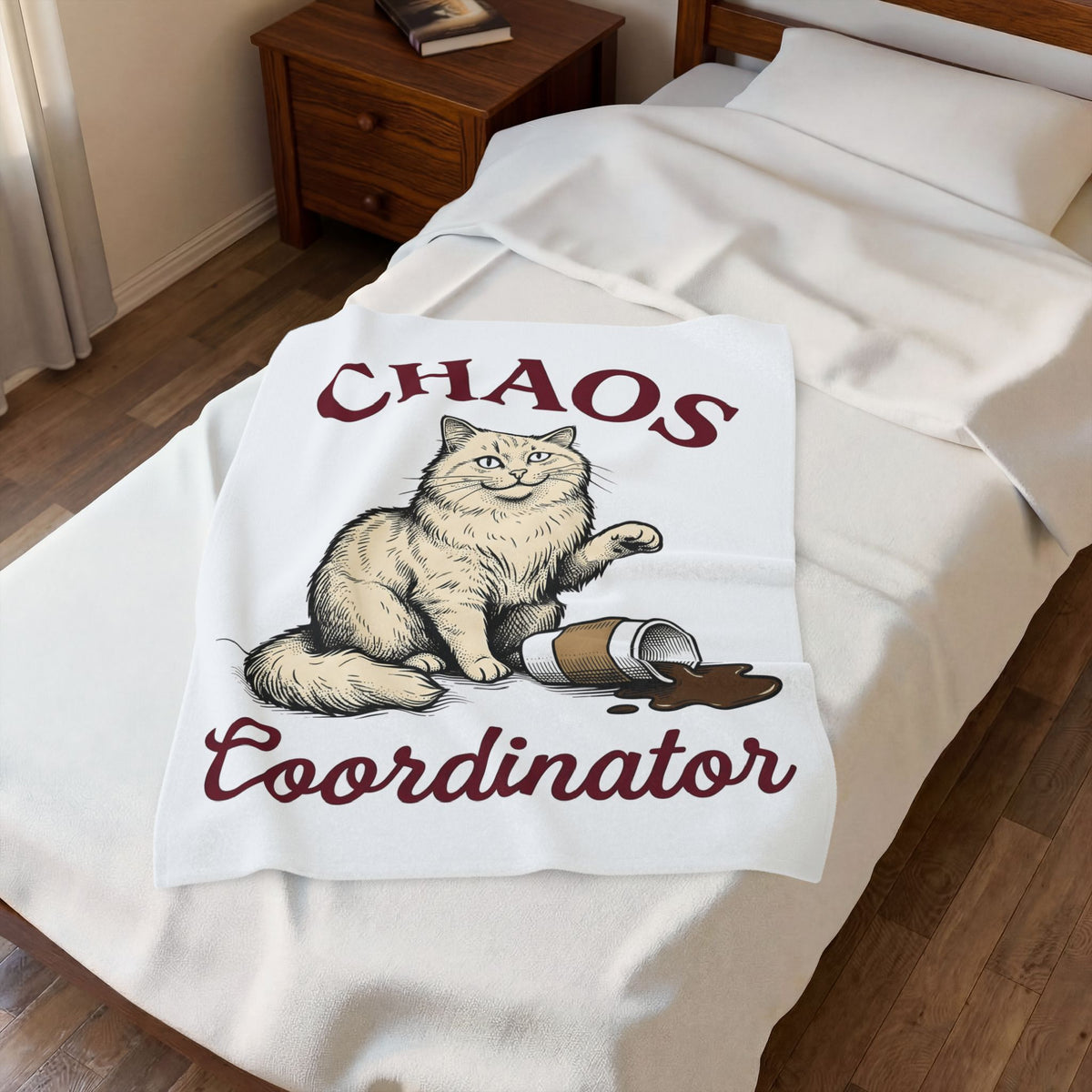 Fluffy Cat Cat Humor Gift Hand Drawn Kitten Cat Fan Feline Funny Vintage Coffee Blanket