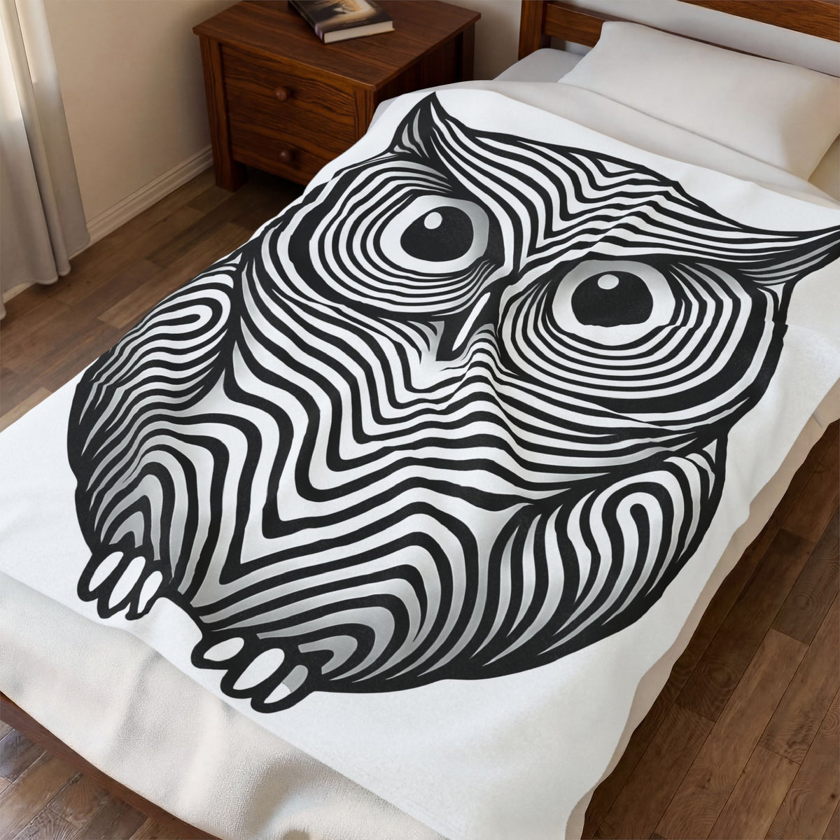 Owl Art Blanket Animal Wildlife Gift Women Abstract Blanket Hoot Blanket Animal Fan Nature Graphic Blanket Flat Motif Blanket
