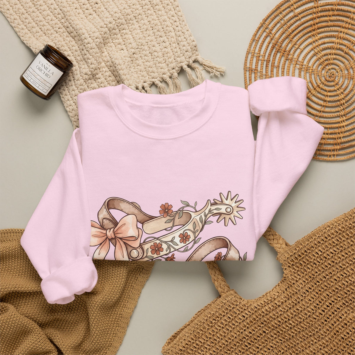 Rodeo Spurs Sweatshirt Cowgirl Cowboy Gift Women Tribal Sweatshirt Spur Sweatshirt Cowgirl Fan Rodeo Graphic Cowhand Graphic Farmhouse Blossom Sweatshirt
