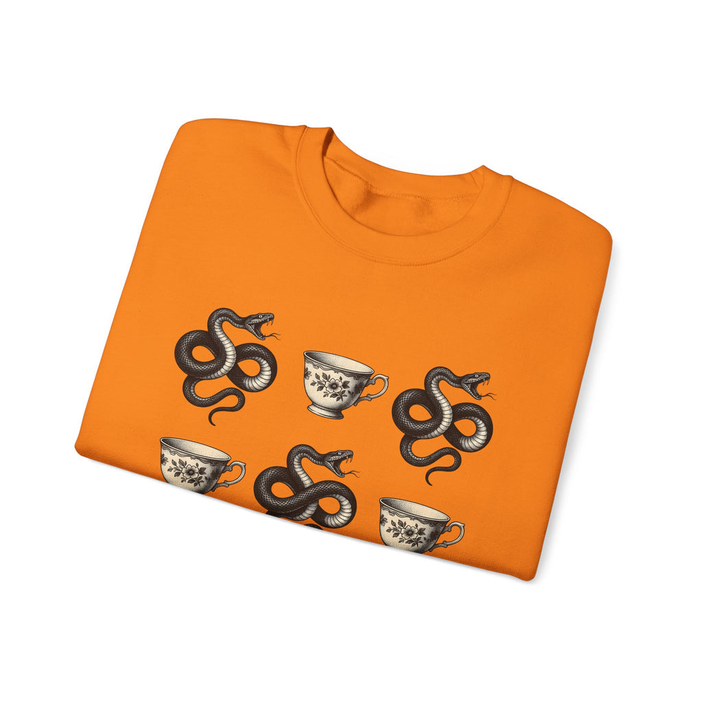 Serpent Tea Cup Sweatshirt Boho Chic Magic Gift Women Retro Sweatshirt Tea Cup Sweatshirt Hippie Fan Vintage Sweatshirt Mystical Graphic Dark Flower Sweatshirt Sweatshirt