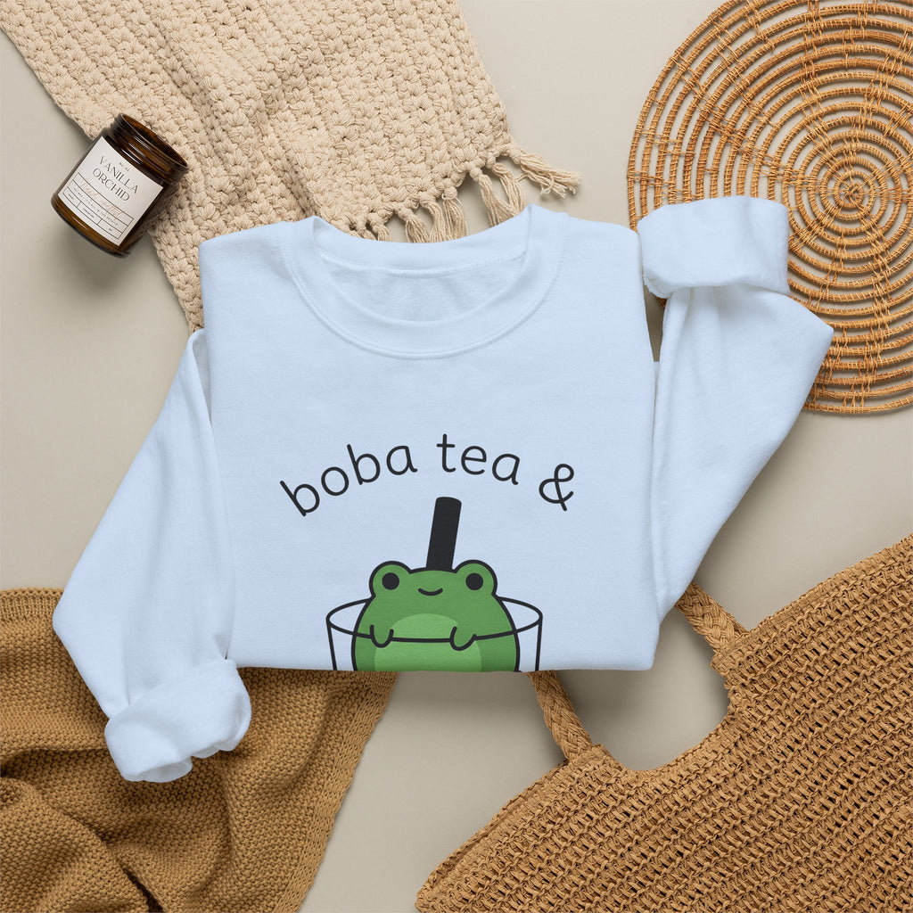 Frog Boba Drink Sweatshirt Drinks Creatures Gift Women Sweet Sweatshirt Boba Sweatshirt Beverage Fan Toad Graphic Sleek Bubble Tea Sweatshirt