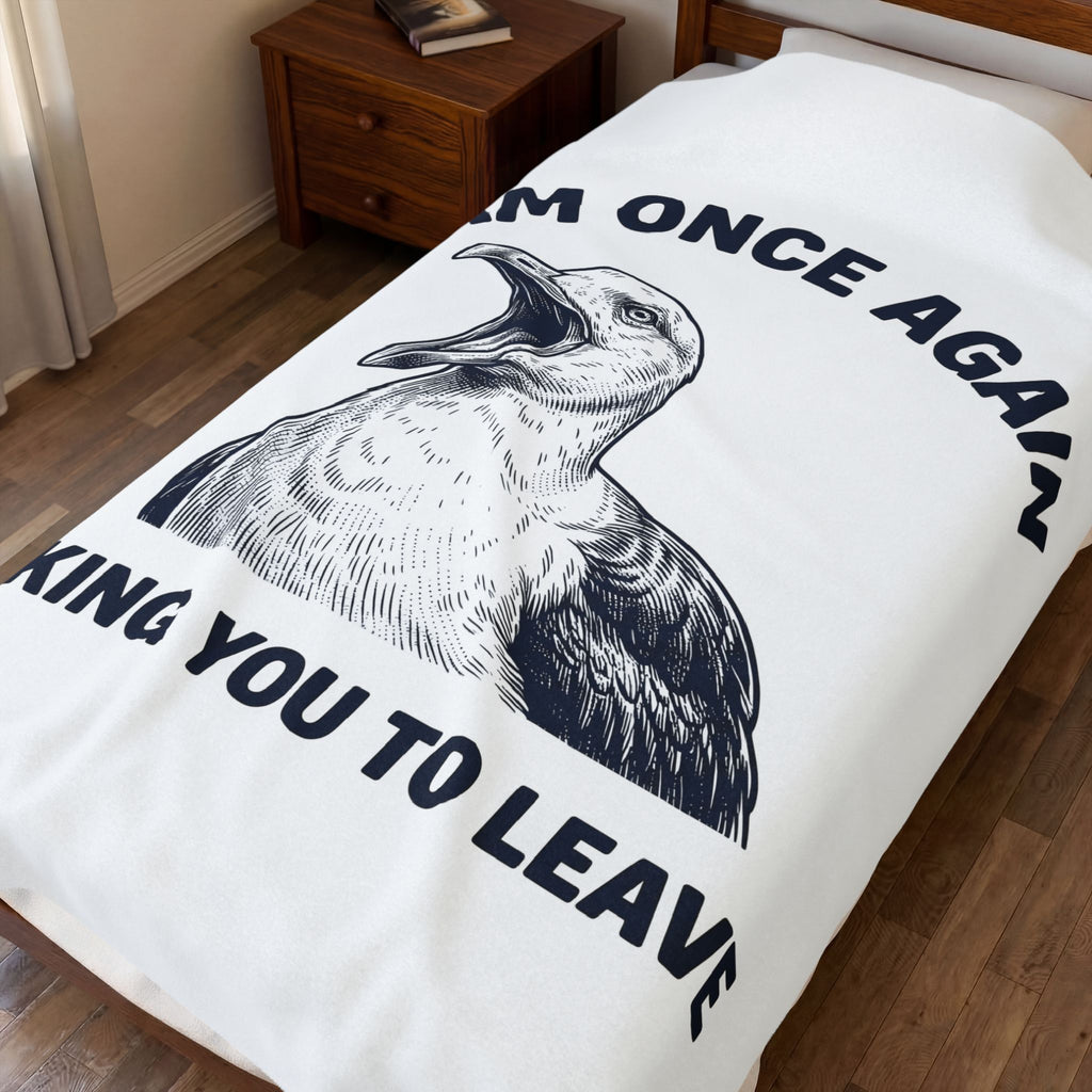 Seagull Graphic Blanket Funny Animal Gift Women Vintage Blanket Gull Blanket Humor Fan Retro Blanket Wildlife Graphic Hand Drawn Animal Blanket