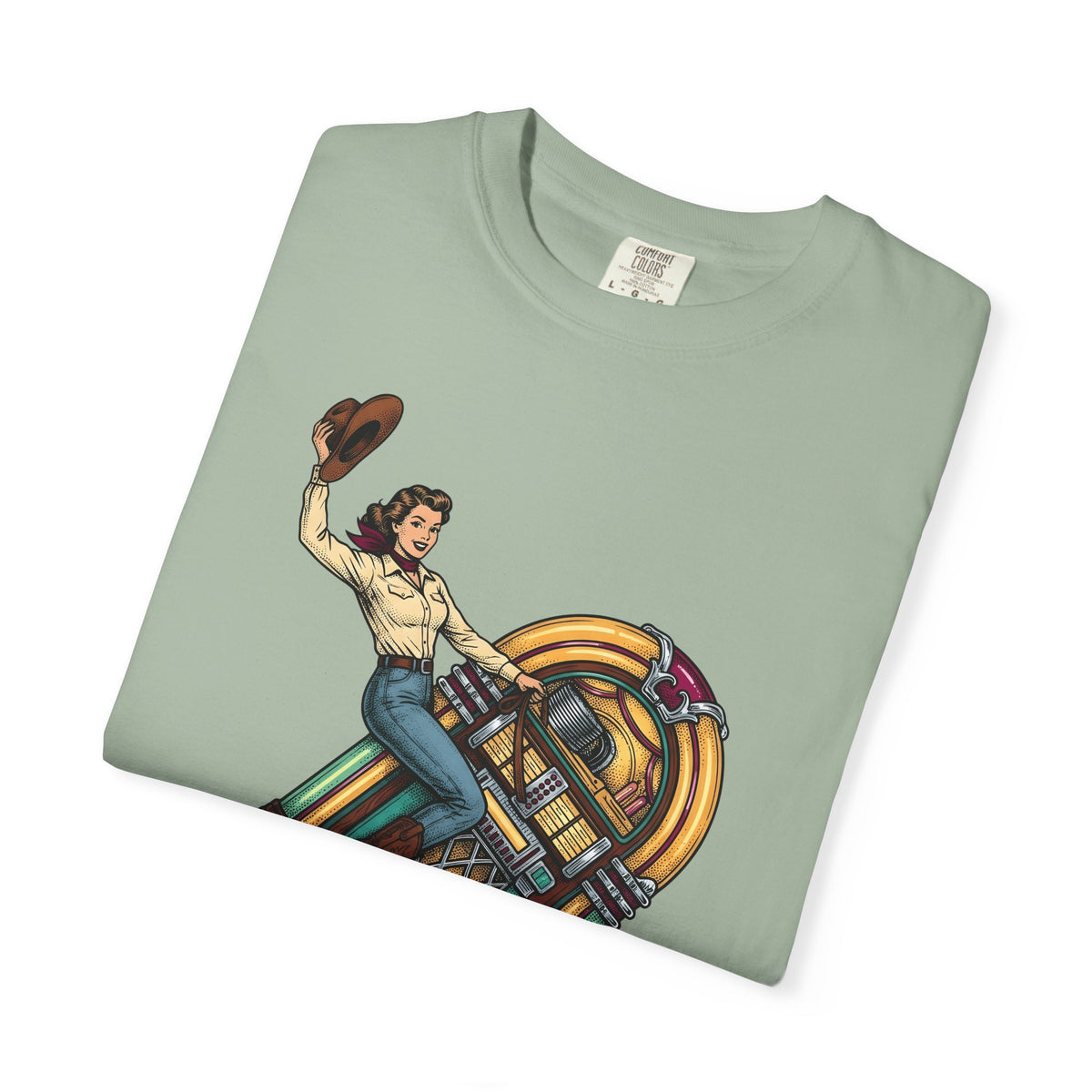 Cowgirl Jukebox T-Shirt Cowgirl Audio Gift Women Farmhouse T-Shirt Jukebox T-Shirt Cowgirl Fan Rustic T-Shirt Sound Graphic Mid Century Cowboy