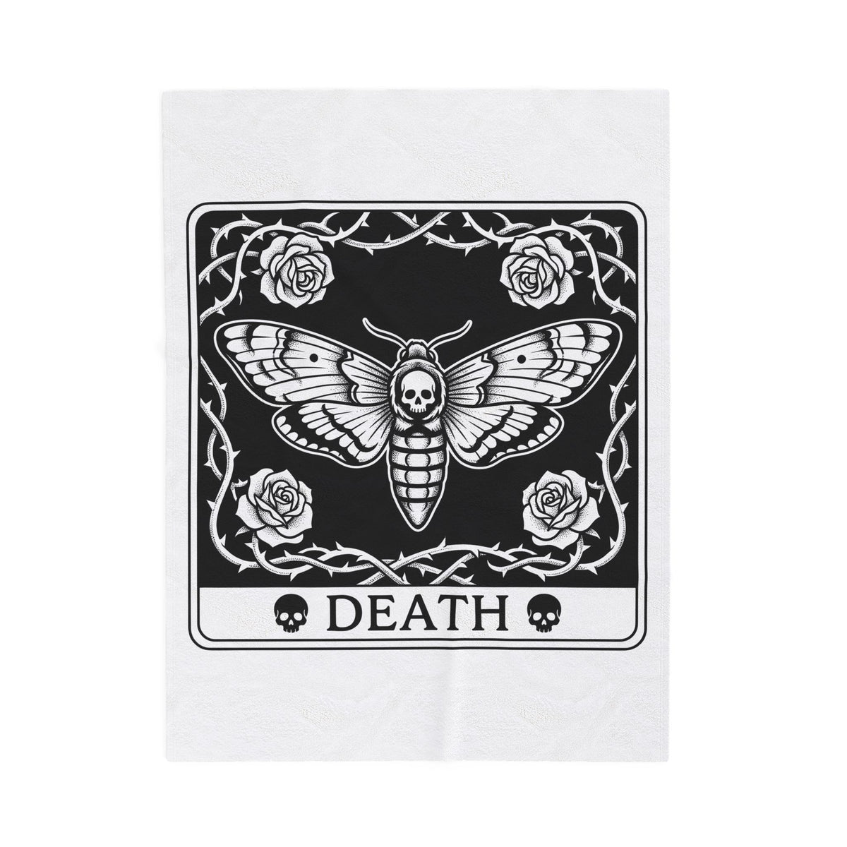Skull Butterfly Blanket Gothic Magic Gift Women Traditional Tattoo Blanket Sugar Skull Blanket Darkwave Fan Tattooed Blanket Mystic Graphic Horror