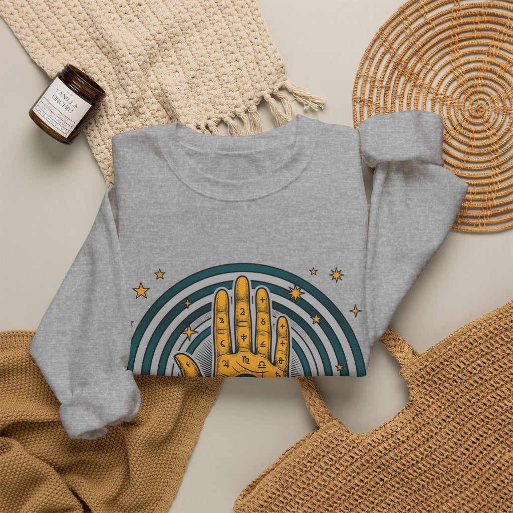 Fortune Hand Sweatshirt Astrology Esoteric Gift Women Ethnic Sweatshirt Palmistry Sweatshirt Zodiac Fan Tribal Sweatshirt Mystical Graphic Classic Astrological