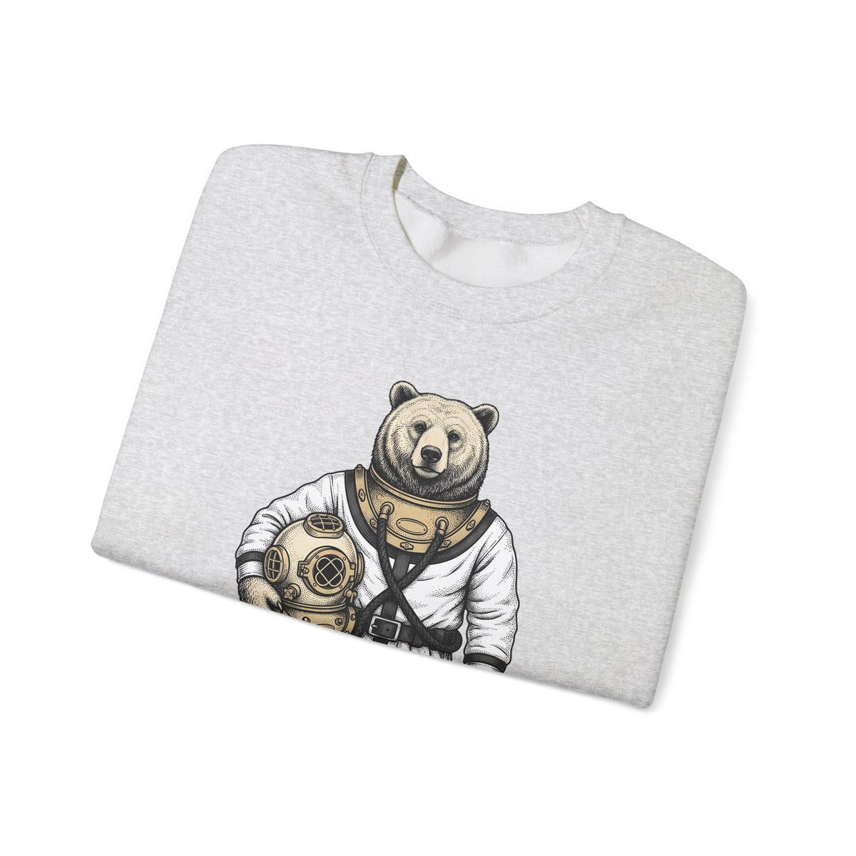 Bear Snorkeling Sweatshirt Funny Nature Gift Women Classic Sweatshirt Grizzly Sweatshirt Humor Fan Vintage Sweatshirt Wildlife Graphic Ink Diving Helmet Sweatshirt