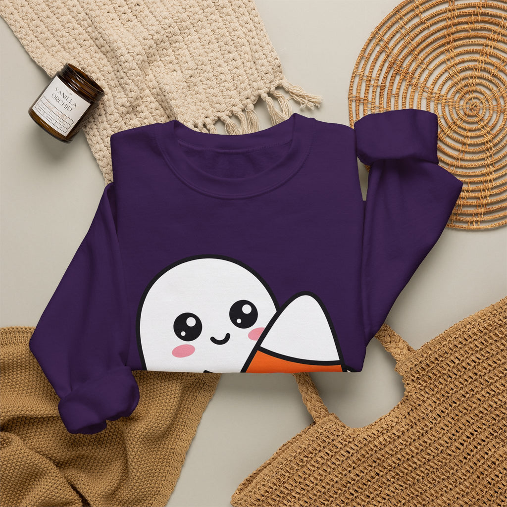 Ghost Sweet Corn Halloween Treats Gift Lovable Sweetcorn Spooky Fan Cute Sweets Clean Happy Sweatshirt