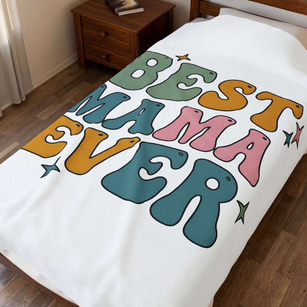 Funky Lettering Blanket Moms Household Gift Women Vintage Blanket Typography Blanket Motherhood Fan Retro Blanket Home Graphic Neon Sparkles Blanket