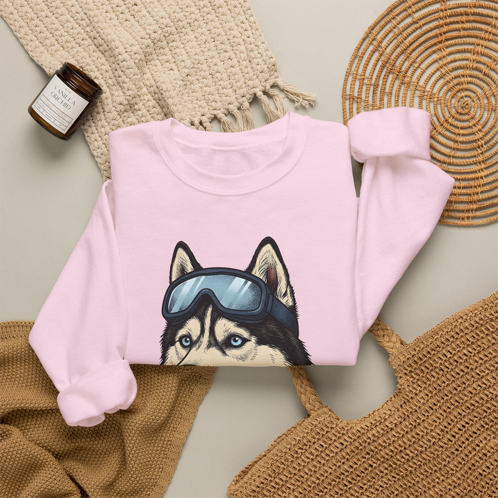 Husky Wolf Sweatshirt Dog Snow Gift Women Line Art Sweatshirt Wolfdog Sweatshirt Dog Fan Siberian Graphic Sweatshirt Hand Drawn Neckerchief Sweatshirt