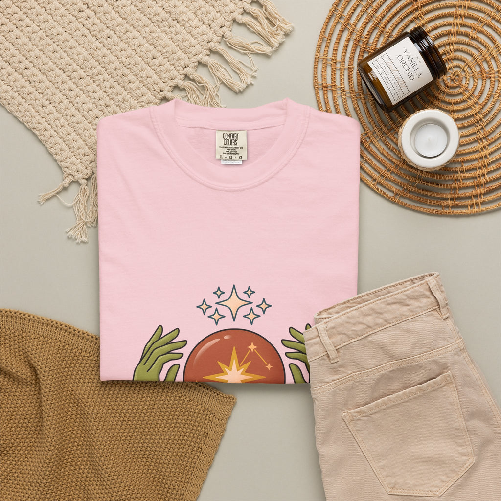 Crystal Ball T-Shirt Boho Chic Astrology Gift Women Mystical T-Shirt Oracle Glass T-Shirt Bohemian Enthusiast Esoteric Graphic Astrology