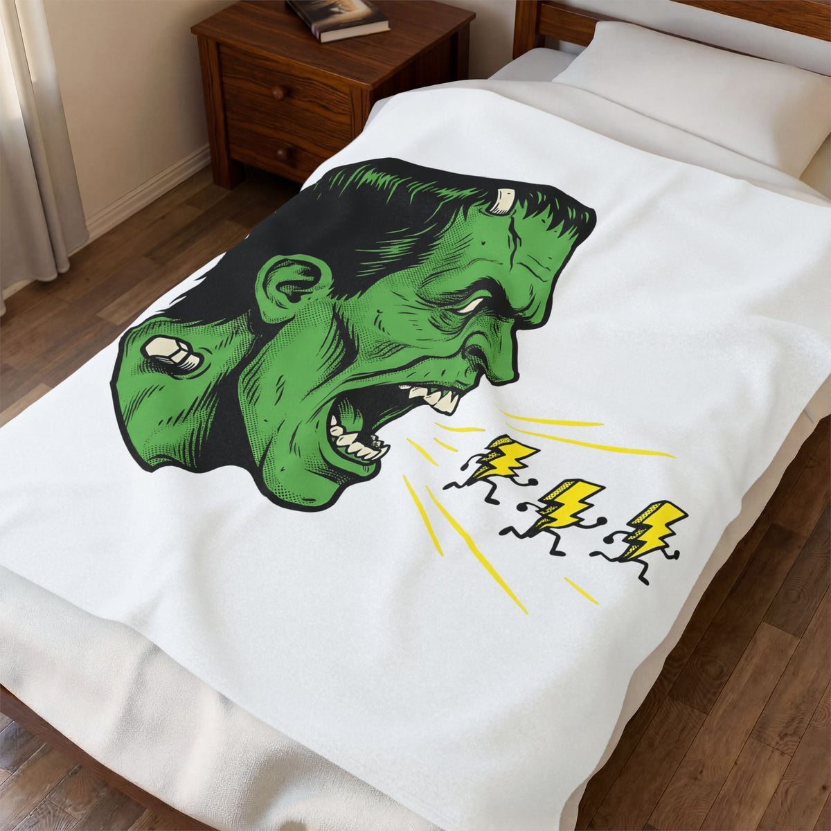 Frankenstein Creature Halloween Scary Gift Cartoon Monster Horror Fan Creepy Frightening Blanket