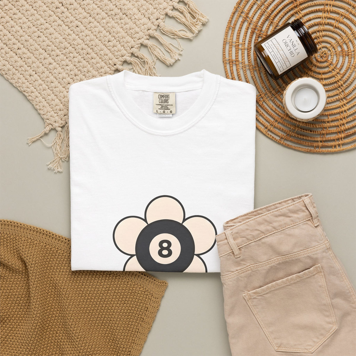 Eight Ball Flower Billiards Plants Gift Modern Magic Flower Pool Fan Artistic Floral Antique T-Shirt