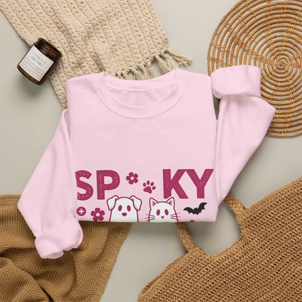 Spooky Dog Cat Sweatshirt Vet Tech Holiday Gift Women Adorable Sweatshirt Halloween Cat Sweatshirt Veterinary Technician Fan Cute Sweatshirt Christmas Graphic