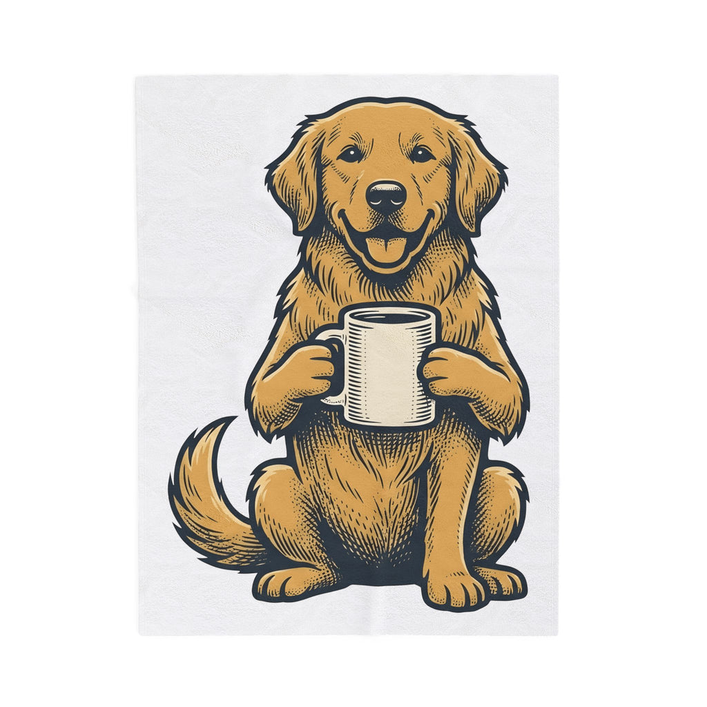 Golden Retriever Dog Coffee Gift Vintage Retriever Dog Fan Puppy Coffee Hand Drawn Coffee Blanket