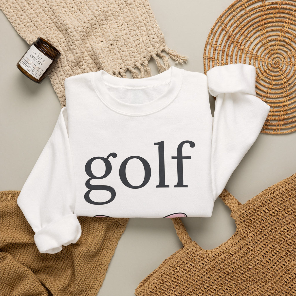Magenta Bow Sweatshirt Golf Vibe Gift Women Contemporary Sweatshirt Bow Tie Sweatshirt Golfer Fan Modern Sweatshirt Atmosphere Graphic Doodle Strip Sweatshirt