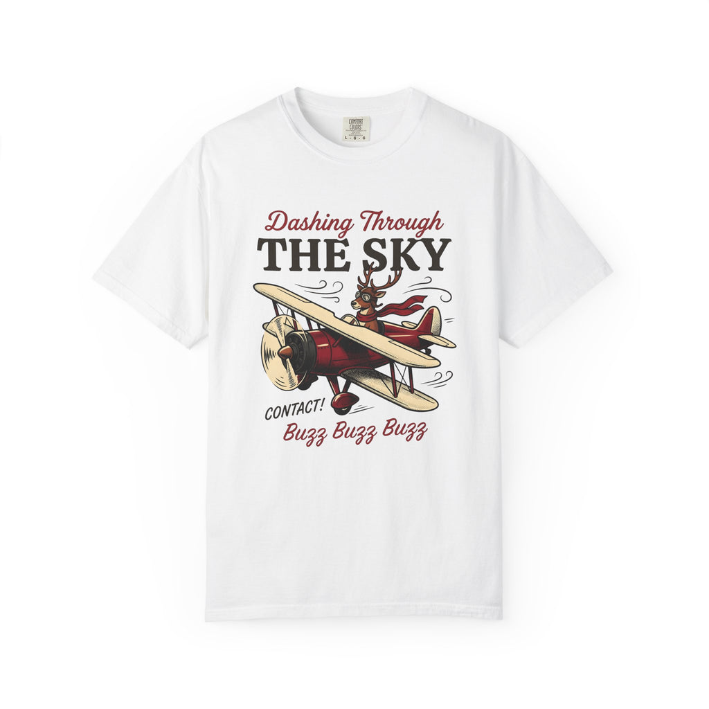 Deer Airplane T-Shirt Christmas Celebration Gift Women Rustic T-Shirt Fawn T-Shirt Noel Fan Vintage T-Shirt Party Graphic Classic Neckwear T-Shirt