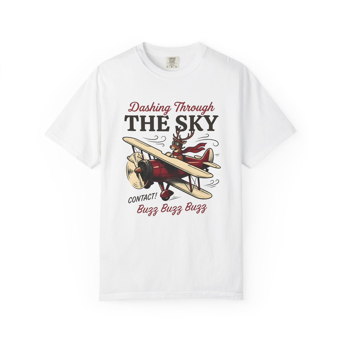 Deer Airplane T-Shirt Christmas Celebration Gift Women Rustic T-Shirt Fawn T-Shirt Noel Fan Vintage T-Shirt Party Graphic Classic Neckwear T-Shirt