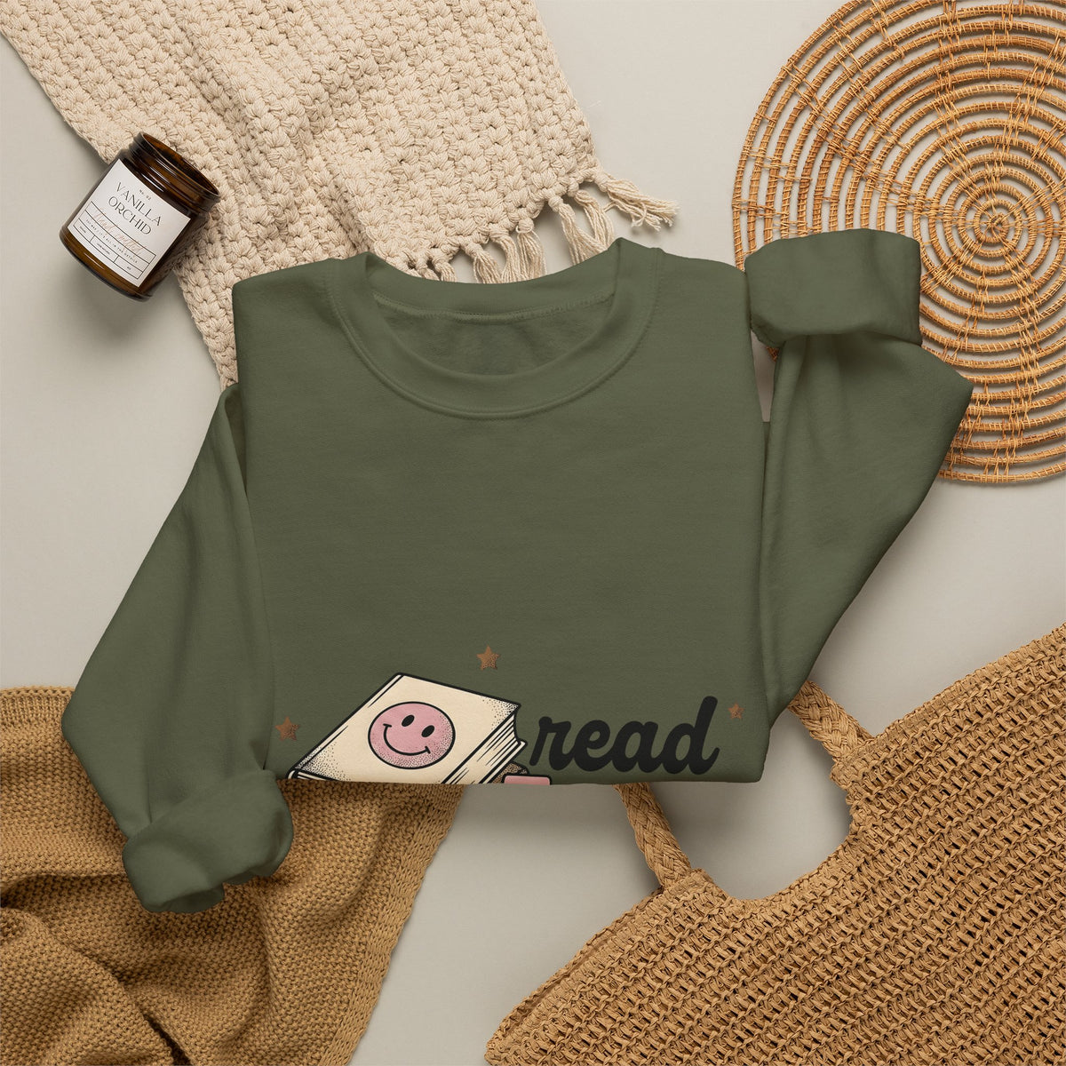 Stacked Books Teachers Reading Gift Cartoon Book Pile Educator Enthusiast Comic Literacy Retro Sweatshirt