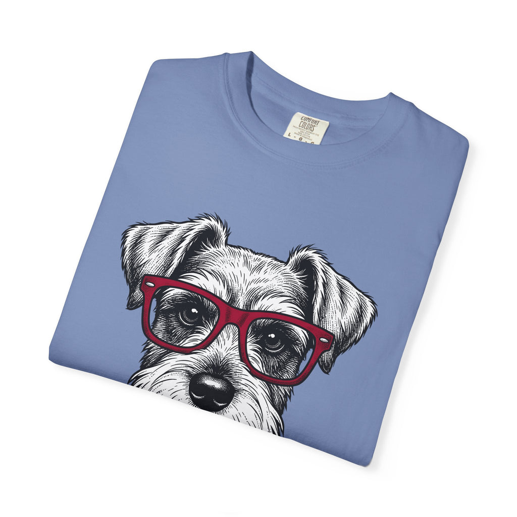 Schnauzer Pet T-Shirt Dog Critters Gift Women Line Art T-Shirt Dog T-Shirt Dog Fan Dog Graphic Dog Graphic Cartoon Spectacles T-Shirt
