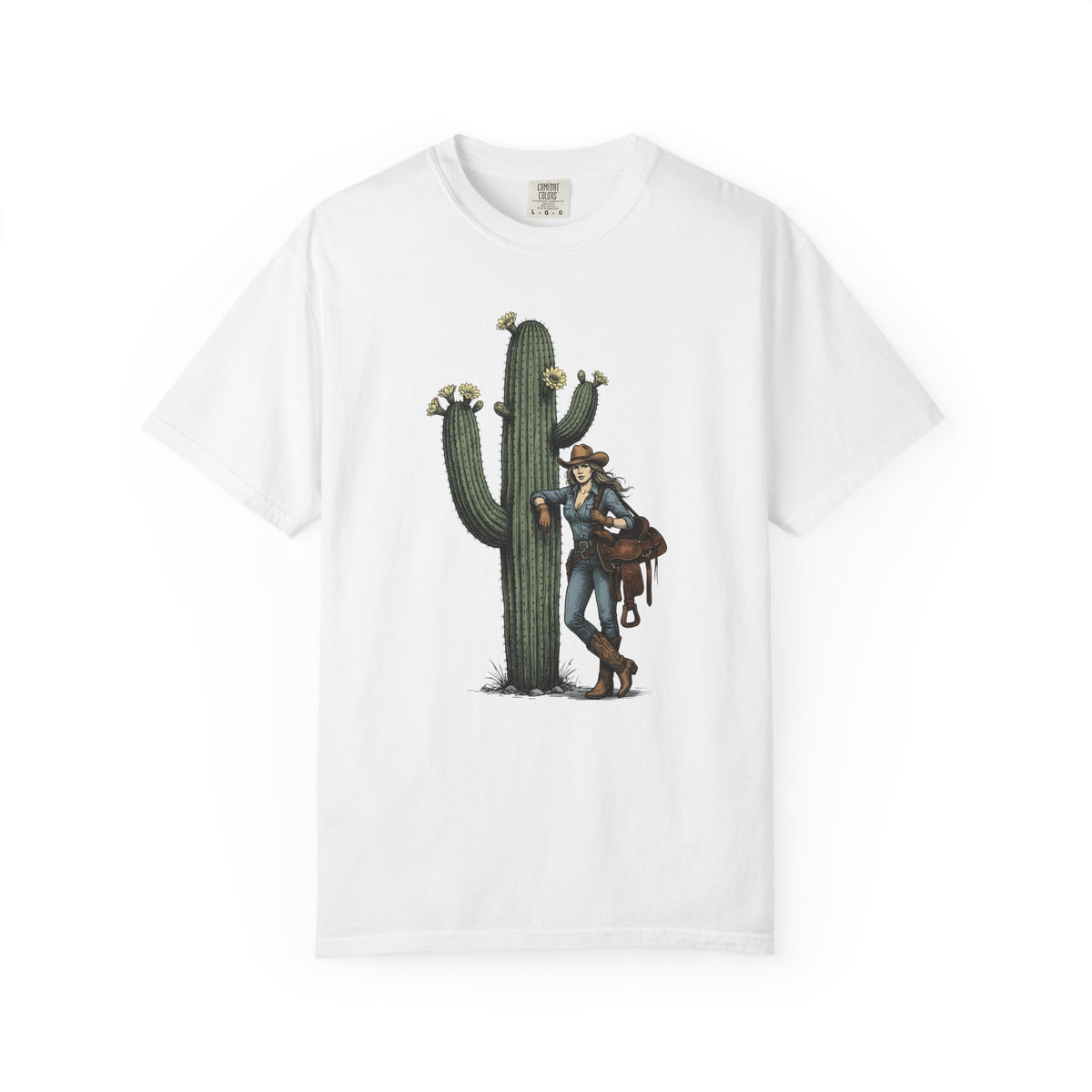 Cowgirl Cactus Cowgirl Ranch Gift Western Prickly Pear Cowboy Fan Rodeo Farm Vintage Saddle T-Shirt