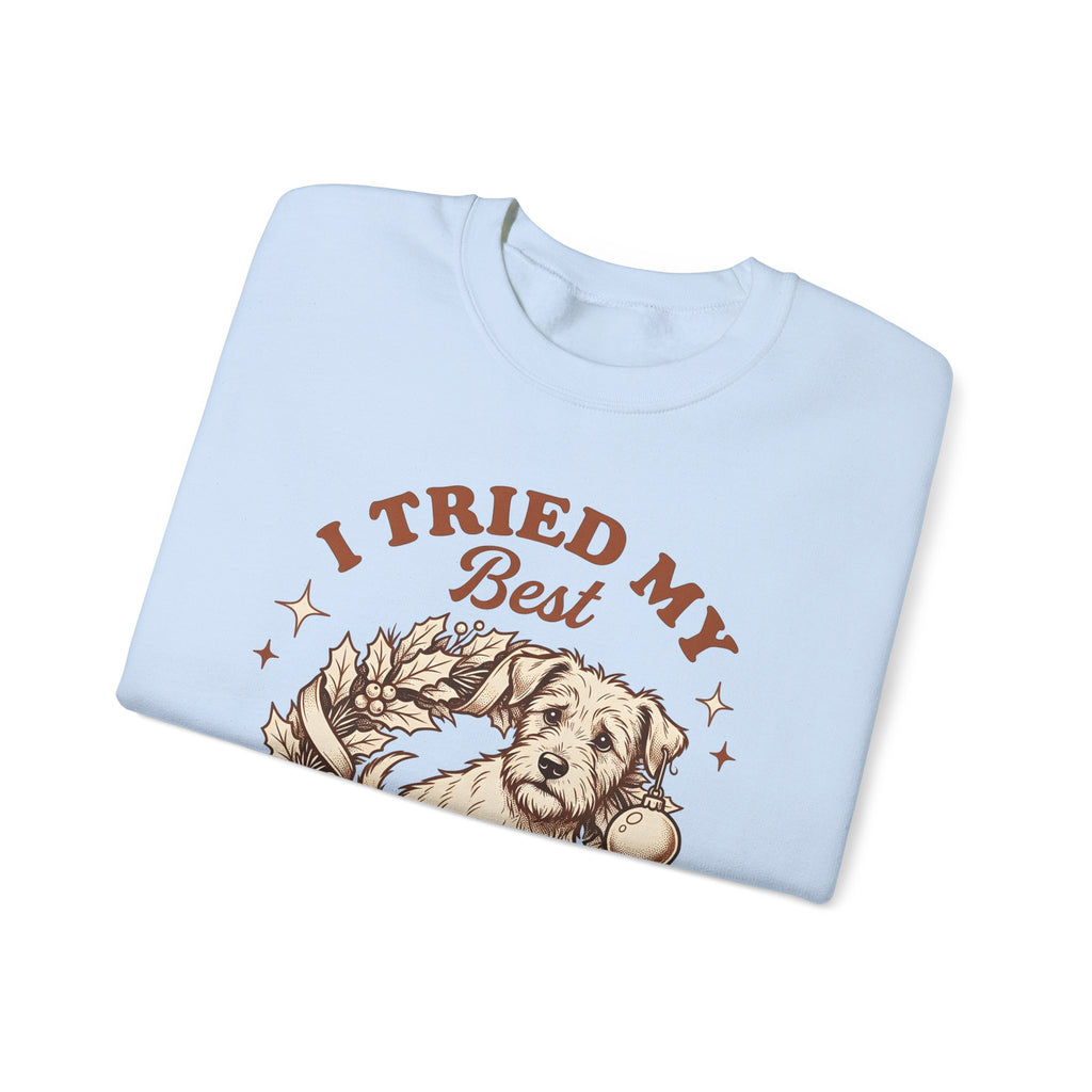 Dog Garland Sweatshirt Christmas Pets Gift Women Classic Sweatshirt Dog Swag Sweatshirt Xmas Fan Doggy Graphic Sweatshirt Doodle Bauble Sweatshirt