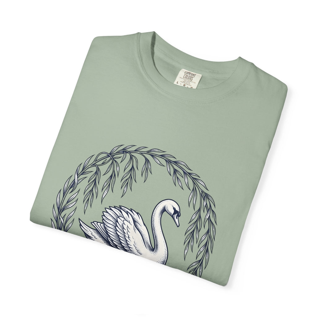 Swan Drawing T-Shirt Animal Environment Gift Women Cartoon T-Shirt Duck T-Shirt Wildlife Fan Waterfowl T-Shirt Eco Graphic Rustic Lake Bloom T-Shirt
